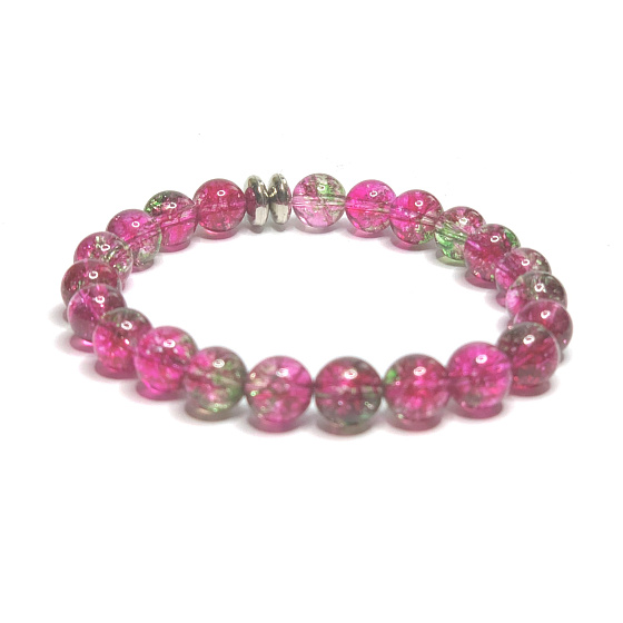 Quarz rot Armband elastisch Naturstein, Perle 8 mm / 16-17 cm, die perfekte Heiler
