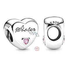 Charme Sterling Silber 925 Geliebte Schwester Herz, Perle auf Armband Familie Charme Sterling Silber 925 Geliebte Schwester Herz, Perle auf Armband Familie