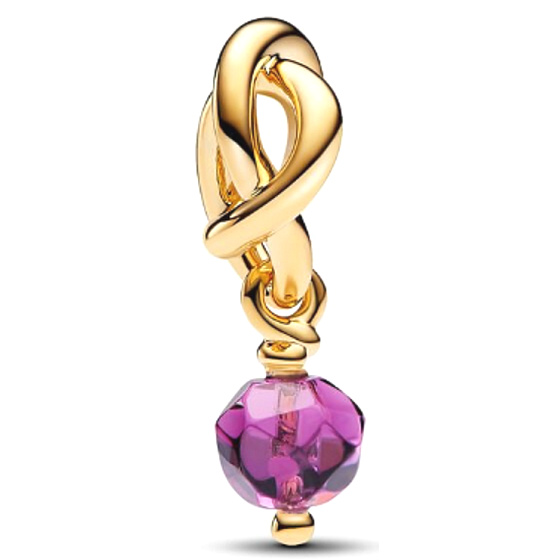 Charm Sterlingsilber 925 Geflochtener facettierter Ewigkeitskreis lila, Anhänger für Armband Symbol Februar