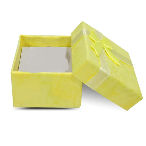 Geschenkbox mit Schmuckschwamm und Schleife gelb 4 x 4 x 2,5 cm 1 Stück