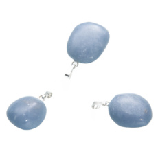 Angelit Troml Anhänger Naturstein, 2,2 - 3 cm, 1 Stück, Stein des Friedens Angelit Troml Anhänger Naturstein, 2,2 - 3 cm, 1 Stück, Stein des Friedens