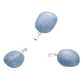 Angelit Troml Anhänger Naturstein, 2,2 - 3 cm, 1 Stück, Stein des Friedens Angelit Troml Anhänger Naturstein, 2,2 - 3 cm, 1 Stück, Stein des Friedens