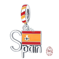Charm Sterling Silber 925 Spanien Flagge, Reise-Armband-Anhänger Charm Sterling Silber 925 Spanien Flagge, Reise-Armband-Anhänger