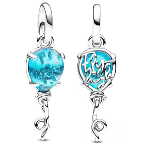Charm Sterling Silber 925 Blau Murano Glas Ballon, Armband Anhänger Symbol