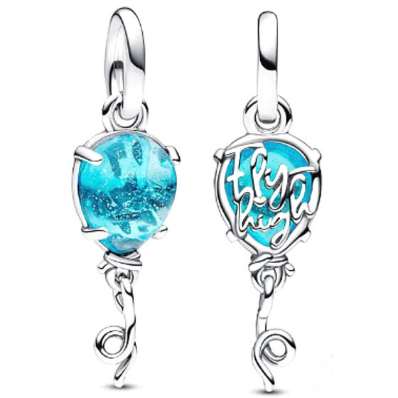 Charm Sterling Silber 925 Blau Murano Glas Ballon, Armband Anhänger Symbol