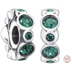 Charme Sterling Silber 925 Geburtstag Ring Mai, königlich grün, Perle auf Armband Zeichen