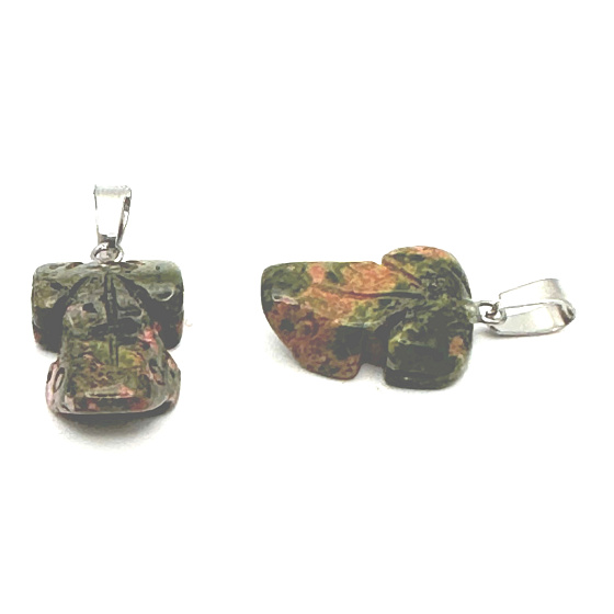 Unakit Frosch für Glücksanhänger Naturstein ca. 20 x 15 mm, Stein des persönlichen Wachstums und der Visionen