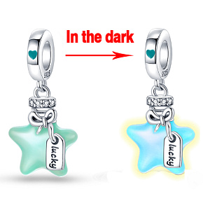 Sterling Silber 925 Luminous - Star Sparkle, 2in1 Space Armband Anhänger