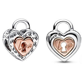 Sterling Silber 925 Vorhängeschloss als teilbar, Perle auf Armband Liebe