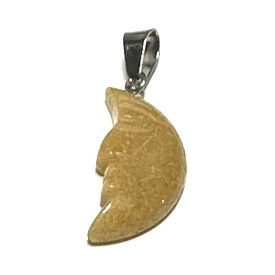 Jaspis gelb Mond Anhänger Naturstein, handgeschliffene Figur 2,2 x 10 mm, Stein der positiven Energie