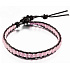 Rosenquarz Lederarmband Naturstein, handgefertigt, Verschluss, Kugel 4 mm, 17 - 23 cm, Stein der Liebe