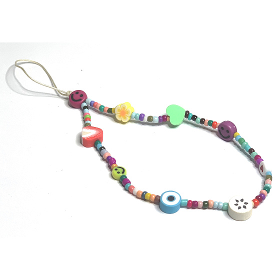 Anti-Verlust-Handy-Anhänger mit Perlen, Obst, Liebe, Umfang 26,5 cm