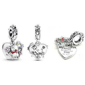 Sterling Silber 925 Disney Winnie the Pooh und Ferkel - Es kommt nicht darauf an, was wir haben, sondern wen wir haben, 2in1 Herz-Anhänger für Armband