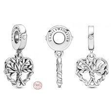 Sterling Silber 925 Herz mit Stammbaum, Familienarmband-Anhänger