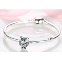 Charms Sterling Silber 925 Eule - Eule, Weisheit, Wissenschaft, Wissen, Perle am Armband Tier