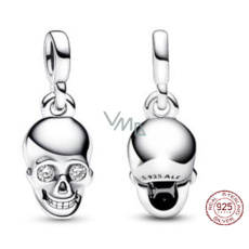 Charms Sterling Silber 925 Totenkopf - Mini Medaillon, Halloween Armband Anhänger Charms Sterling Silber 925 Totenkopf - Mini Medaillon, Halloween Armband Anhänger