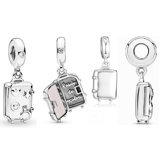 Charm Sterling Silber 925 Kofferöffnung, Reise-Armband-Anhänger