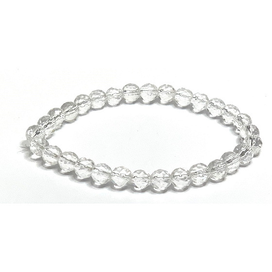Crystal Aqua Aura Engel Facettenarmband elastisch Naturstein, Perle 6 mm / 16 - 17 cm, Stein Steine