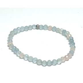 Morganit Farbmischung Facettenarmband elastischer Naturstein, Kugel 4 mm / 16 - 17 cm, Stein der göttlichen Liebe