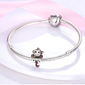 Charme Sterling Silber 925 Affe mit zwei Herzen, Perle auf Armband Tier
