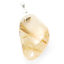 Kristall mit Rutil Trommel Anhänger Naturstein M, ca. 3 cm, Stein der Steine