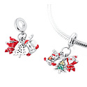 Charm Sterlingsilber 925 Rentier, Nikolaus und Baum 3-in-1, Anhänger für Armband Weihnachten