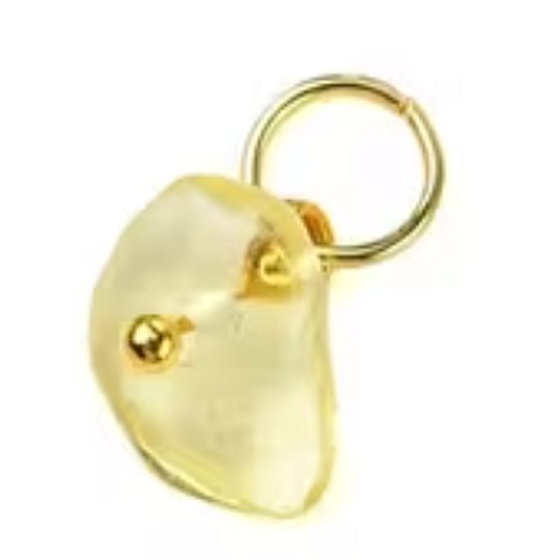 Citrin – Mini-Anhänger aus Naturstein ca. 0,8–1,2 cm, goldfarbene Ausführung | Talisman der Freude und des Erfolgs