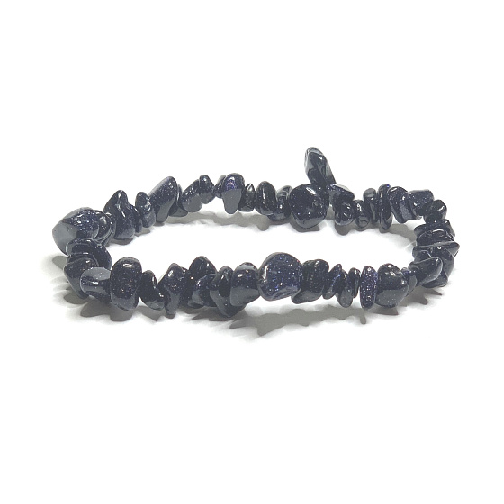 Goldstein blau Avanturin Armband elastisch gehackt, 19 cm, Stein des Ehrgeizes