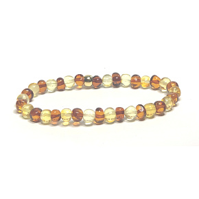 Bernstein Baltikum cognac / Gold Armband elastisch natürlich, Nugget unregelmäßig ca. 5 mm / 16-17 cm, verfestigtes Sonnenlicht