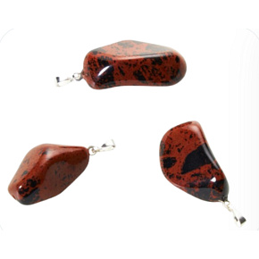 Obsidian Moka Troml Anhänger Naturstein, 2,2-3 cm, 1 Stück, Stein des Anstoßes