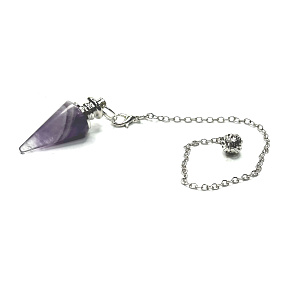 Amethyst lila Pendel Naturstein 3,5 cm + Kette mit Kugel 18 cm, Stein der Könige und Bischöfe
