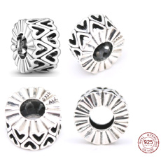 Charme Sterling Silber 925 Gestanztes Herz unregelmäßige Form, Stopper, Clip Perle auf Armband Liebe