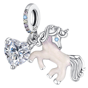Charms Sterling Silber 925 Einhorn 2in1, Tierarmband Anhänger