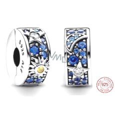 Charme Sterling Silber 925 Sonne, Stern und Mond, Stopper, Clip Perle auf Armband Natur Charme Sterling Silber 925 Sonne, Stern und Mond, Stopper, Clip Perle auf Armband Natur