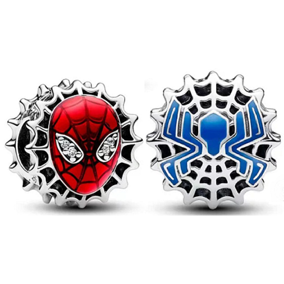 Charme Sterling Silber 925 Marvel Spiderman Maske, Perle auf Armband Film