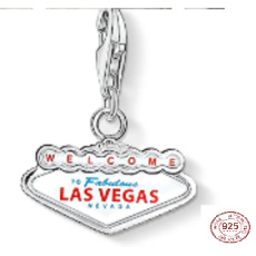 Charm Sterling Silber 925 Las Vegas, Karabinerhaken Anhänger auf Reise-Armband Charm Sterling Silber 925 Las Vegas, Karabinerhaken Anhänger auf Reise-Armband