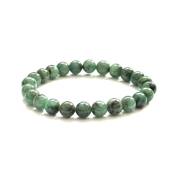 Smaragd Stein Armband elastisch Naturstein, Kugel 5,5 - 6 mm /16 - 17cm, Smaragd A+++, wahre-Liebe-Glück-Wohlstand-Kreativität