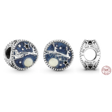 Sterling Silber 925 Weihnachtsmann und Rentier Anhänger, Weihnachtsarmband Perle