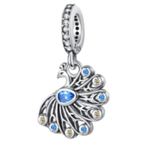 Charms Sterling Silber 925 Pfau, Tierarmband Anhänger Charms Sterling Silber 925 Pfau, Tierarmband Anhänger