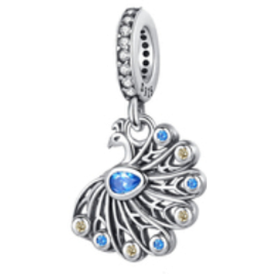 Charms Sterling Silber 925 Pfau, Tierarmband Anhänger
