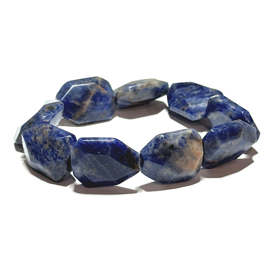 Sodalith Armband elastisch poliert geschliffen Naturstein ca. 2 cm / 16 - 17 cm, Stein der Kommunikation