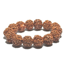 Rudraksha Armband elastisch Naturstein, Kugel 18 mm / 19 cm