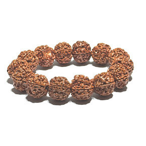 Rudraksha Armband elastisch Naturstein, Kugel 18 mm / 19 cm