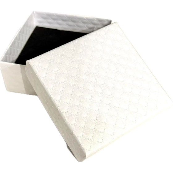 Krabička texturovaný papír s houbičkou na šperky bílá 7 x 7 x 3,5 cm