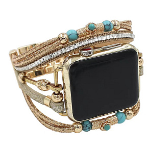 Apple Watch Armband Handmade Gold + Perlen, Größe 38/40/41 mm