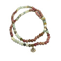 108 Mala Amazonit + Rhodonit + Lotus Halskette Meditationsschmuck, Naturstein, Kugel 6 mm