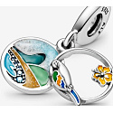 Sterling Silber 925 I Love Brazil - Brasilianischer Strand, 2in1 Reise-Armband-Anhänger