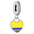 Charm 925 Sterling Silber Kolumbianische Flagge Herz - Ich liebe Kolumbien, Anhänger für Reise-Armband