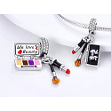 Charms Sterling Silber 925 Chic style - Lippenstift, Malerei, Pinsel 3in1, Armband Anhänger Interessen