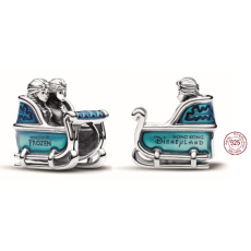 Charme Sterling Silber 925 Disney Ice Kingdom Elsa und Anna im Schlitten, Perle auf Armband Film